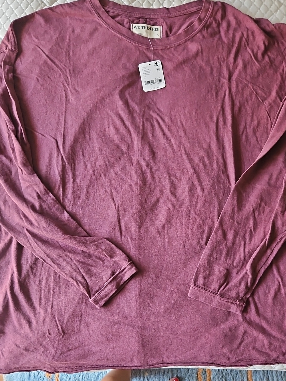 NWT We The Free Dusty Rose Long Sleeve Oversized Tee